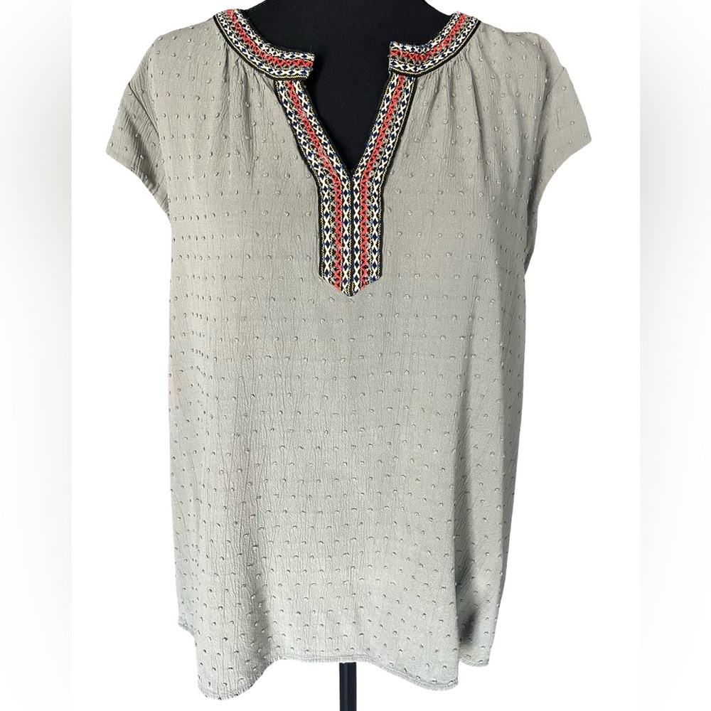 DR2 Green Blouse with Colorful Embroidery